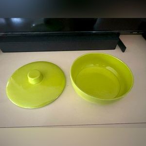 NIB Ceramic Casserole Covered Dish Beautiful Contemporary Artisan Celadon Green